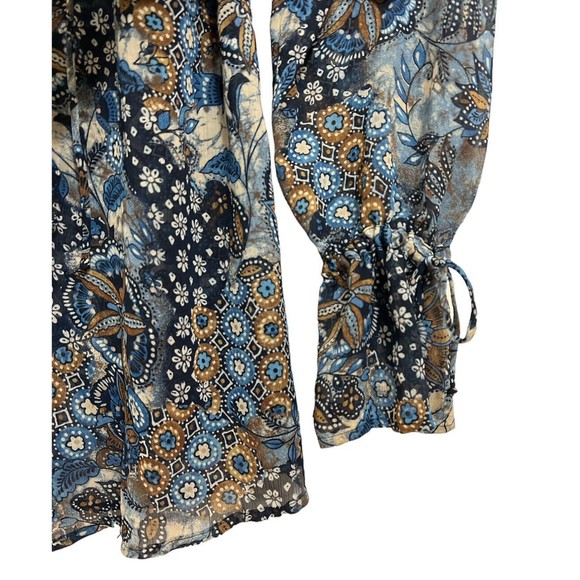 Vintage Sheer Boho Blouse Fashion Bug Ruffled Sleeves Ties In Back | Size L - Picture 5 of 9